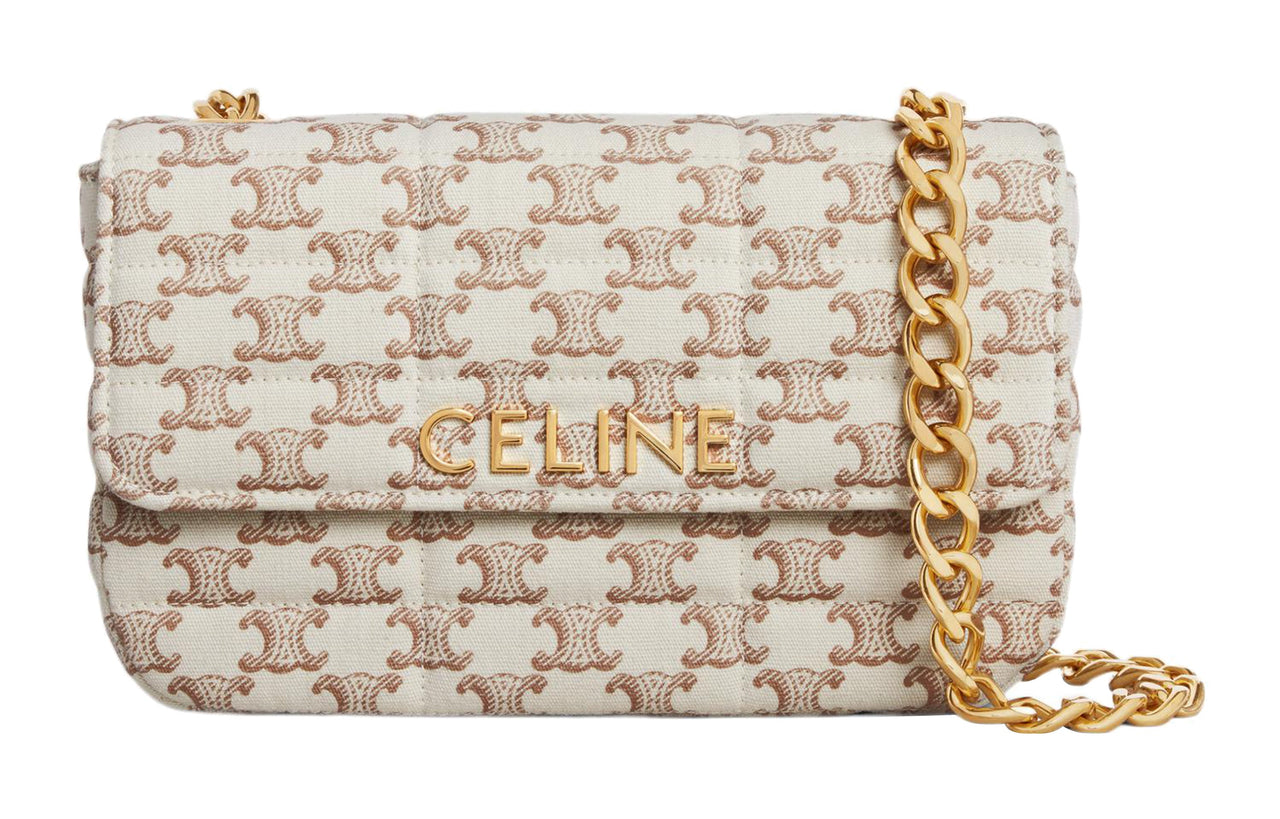 CELINE Canvas Bag, Crossbody Bag, Shoulder Bag Women's White & Brown
