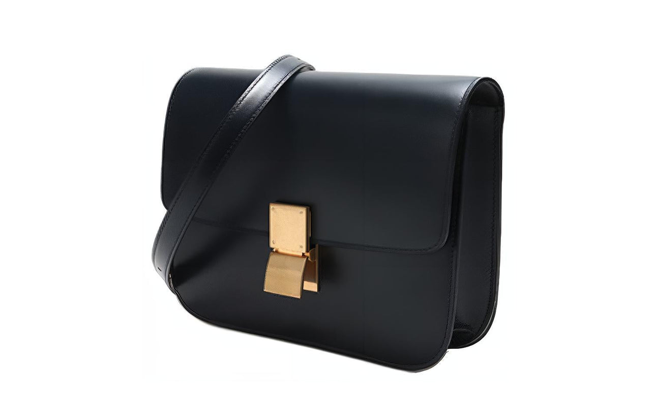 CELINE Classic Bo Cow Leather Cor Block Bag Crossbody Bag Shoulder Bag Medium Size Women's Dark Marine