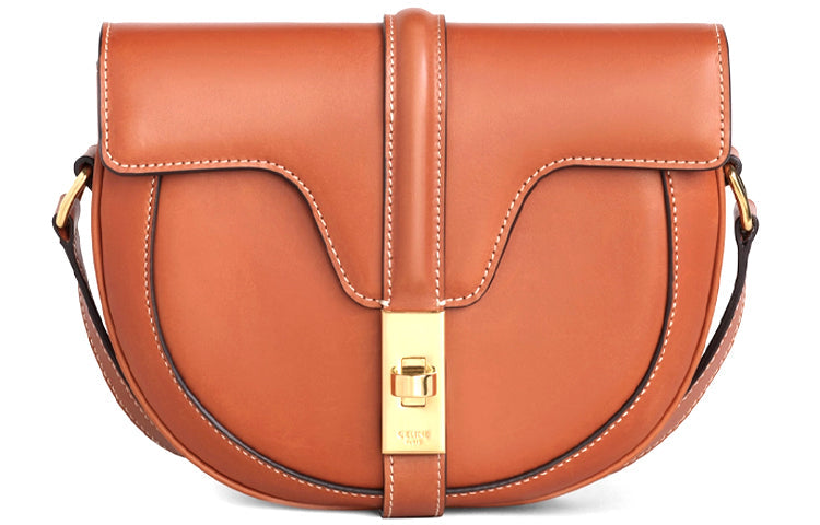 CELINE Cow Leather Crossbody Bag Shoulder Bag Women's Tawny Candy Color