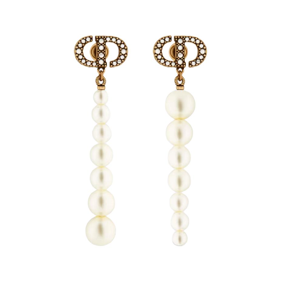 DIOR Metal Earrings Unisex Antique Gold