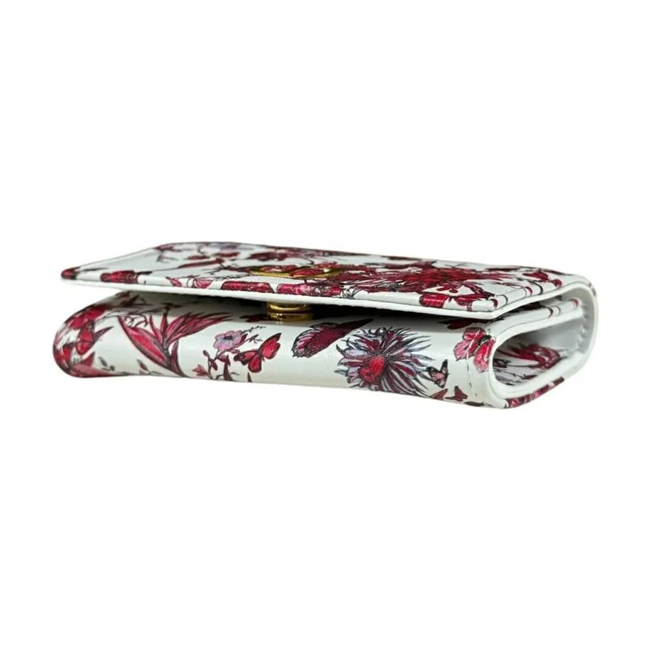 DIOR Caro Calfskin Wallet Women's Red & White
