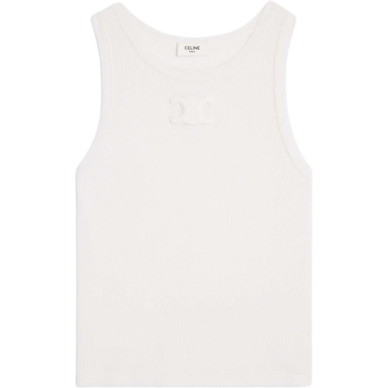 CELINE Triomphe Tank Top In Ribbed Silk Jersey