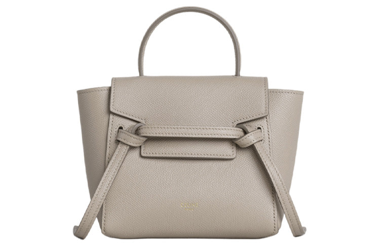 CELINE Belt Grained Calfskin Catfish Bag, Shoulder Bag, Crossbody Bag, Handbag Pico Women's Candy Color/Light Taupe