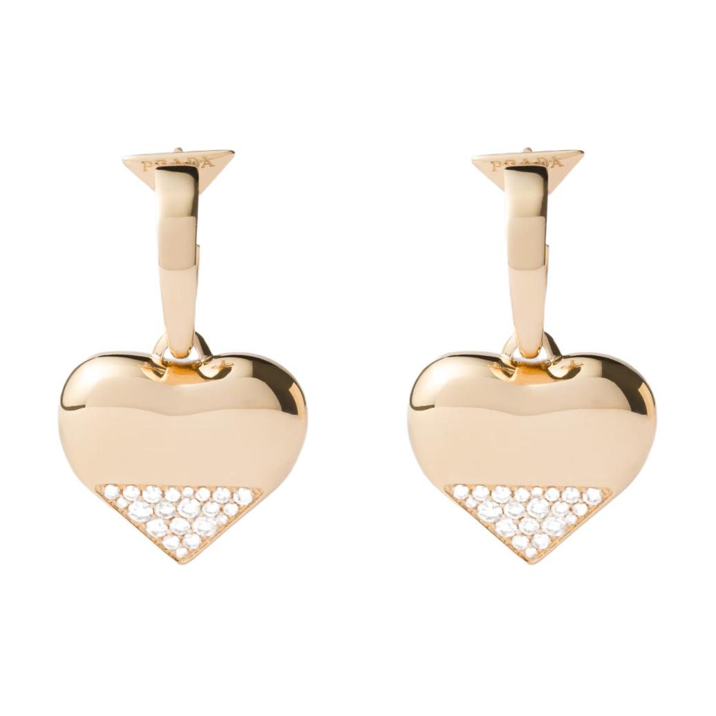 PRADA Diamond Earrings Women's Gold