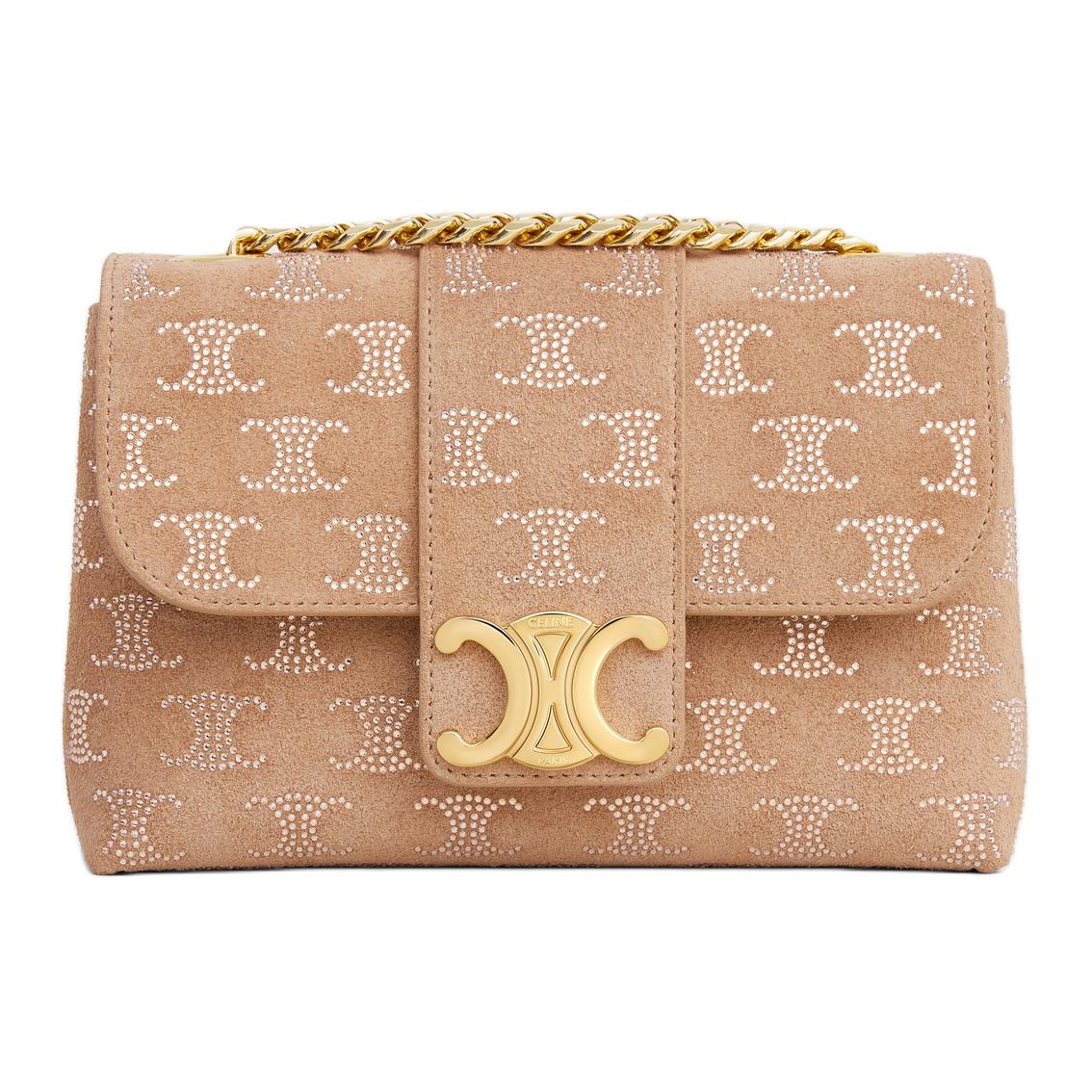 CELINE Cow Leather Crossbody Bag, Shoulder Bag Mini Women's Light Camel