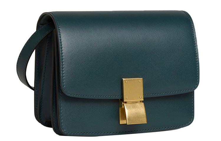 CELINE Classic Bo Polished Cow Leather Tofu Bag Block Crossbody Bag Shoulder Bag Women's Amazon Green/Dark Green