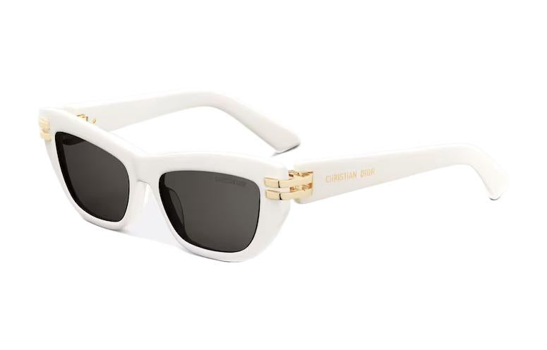 DIOR Acetate Irregular Shape Sunglasses Women's White