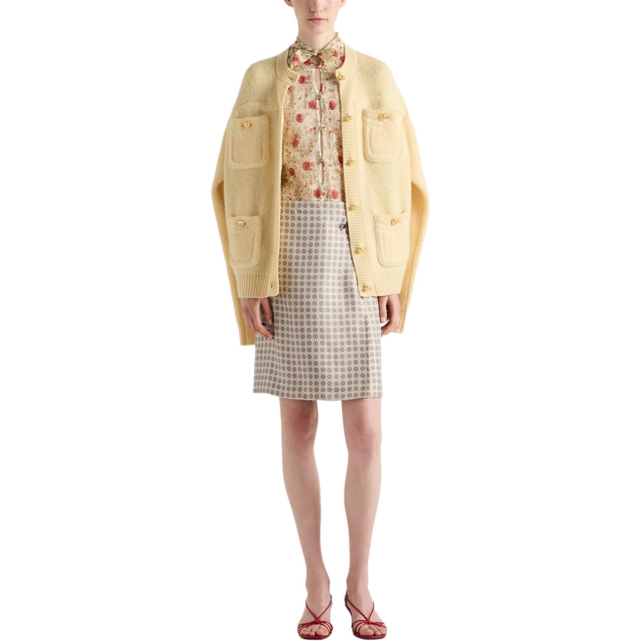 PRADA Crewneck Button-Up Cardigan