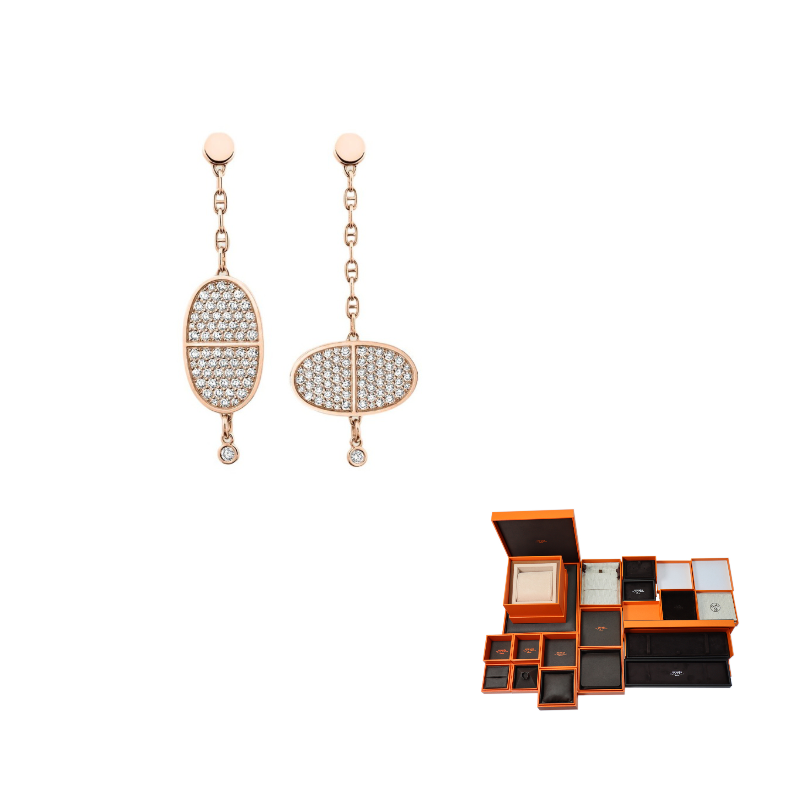 HERMES 18K Rose Gold Earrings Women's Gold