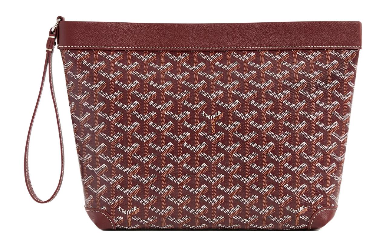 GOYARD Canvas With Calfskin Toiletry Bags Storage Bags Clutches Unisex Burgundy