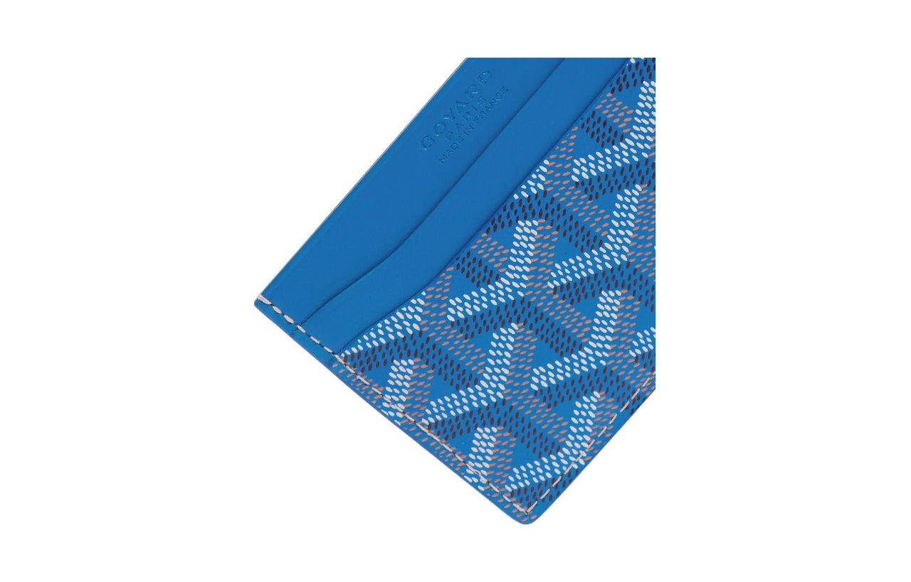 GOYARD Saint-Sulpice Canvas With Calfskin Card Clip Card Holder Unisex Sky Blue Patchwork Gray Pink Heart