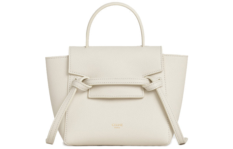 CELINE Belt Cow Leather Catfish Bag Handbag Portable Crossbody Bag Shoulder Bag Women's Candy Color Ecru