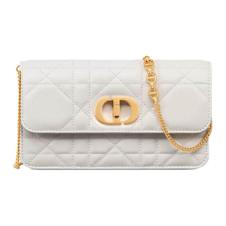 DIOR Wicker Pattern Sheepskin Shoulder Bag Crossbody Bag Women's Milk White