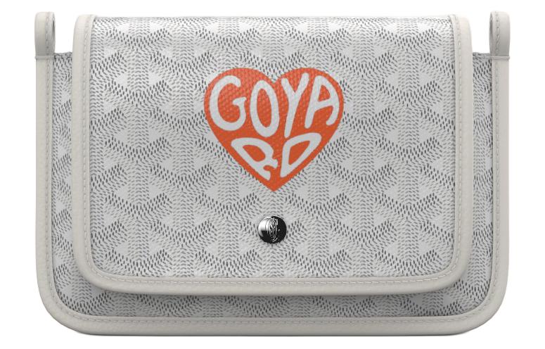 GOYARD Plumet Canvas With Leather WOC Envelope Bag Clutch Crossbody Bag Shoulder Bag Unisex White/Orange Heart Edition