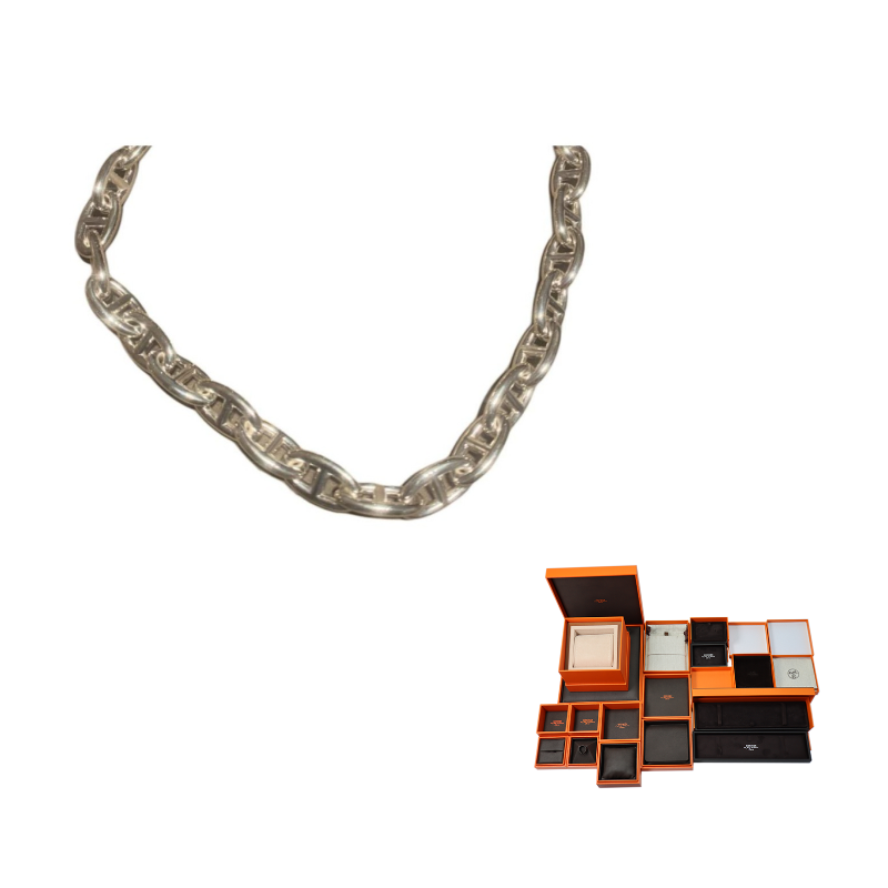 HERMES 925 Silver Necklaces Men's Silver