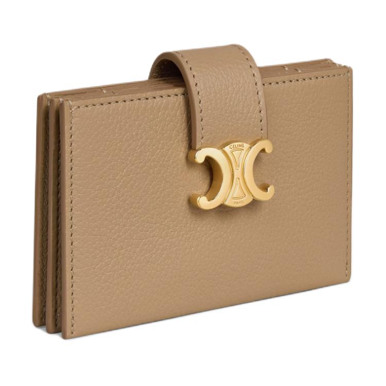 CELINE Calfskin Card Holder Women's Smoke Brown