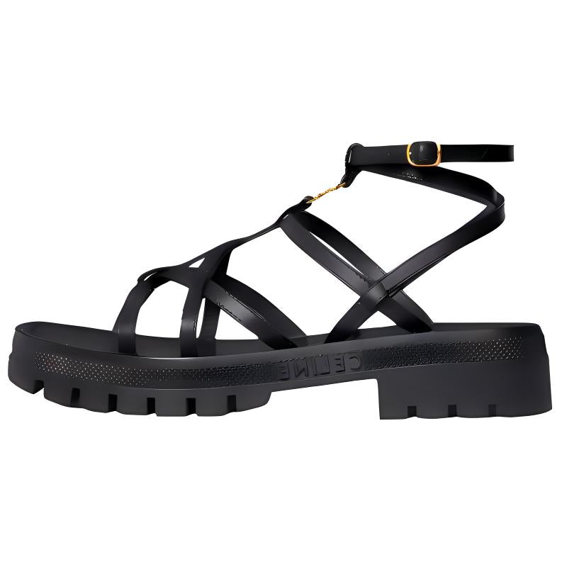 CELINE Clea Triomphe Roman Sandals Women's Black