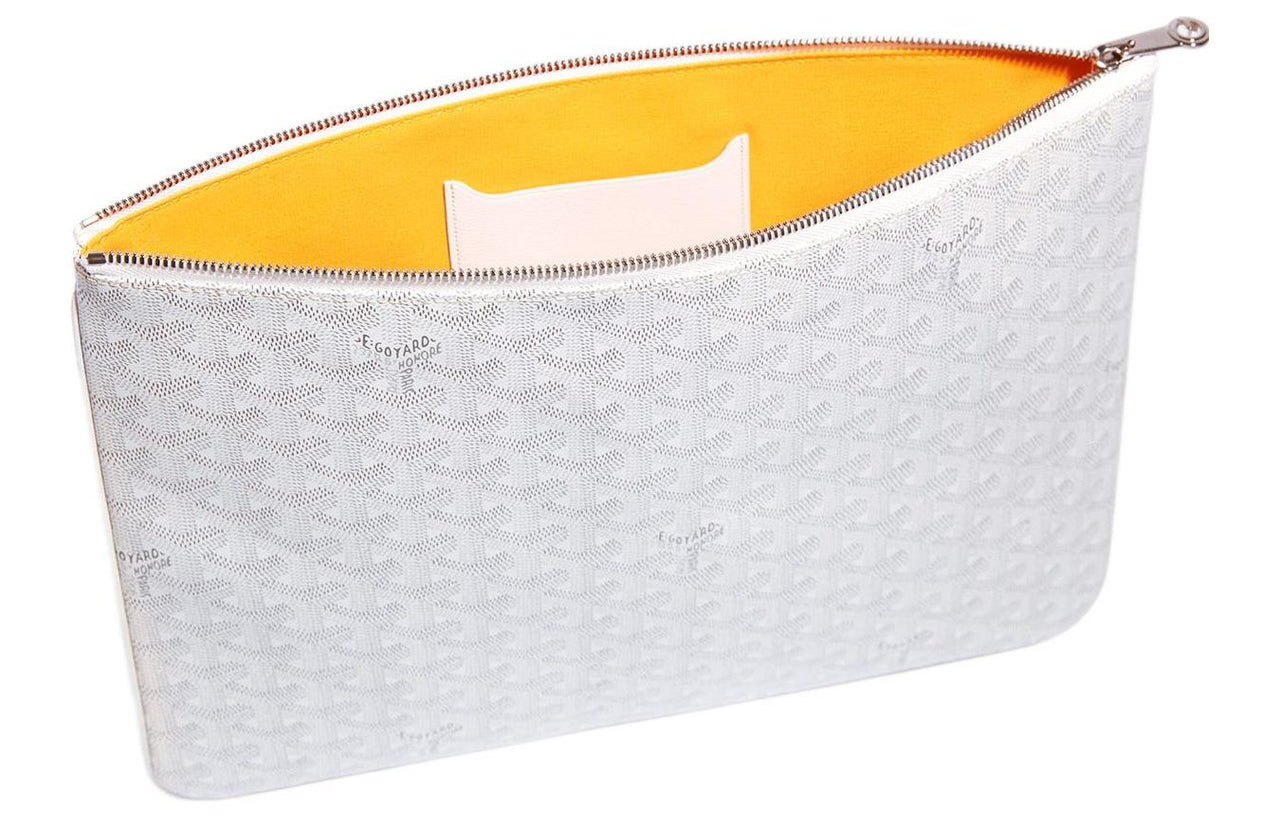 GOYARD SENAT Canvas With Leather Wallet, Toiletry Bag, Clutch Unisex White