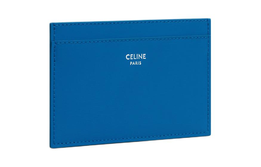 CELINE Cow Leather Card Holder Men's Sailor Blue