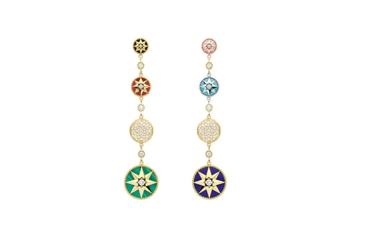 DIOR 18K Gold 18K White Gold 18K Rose Gold Diamond Gemstone Earrings Unisex Multicolor