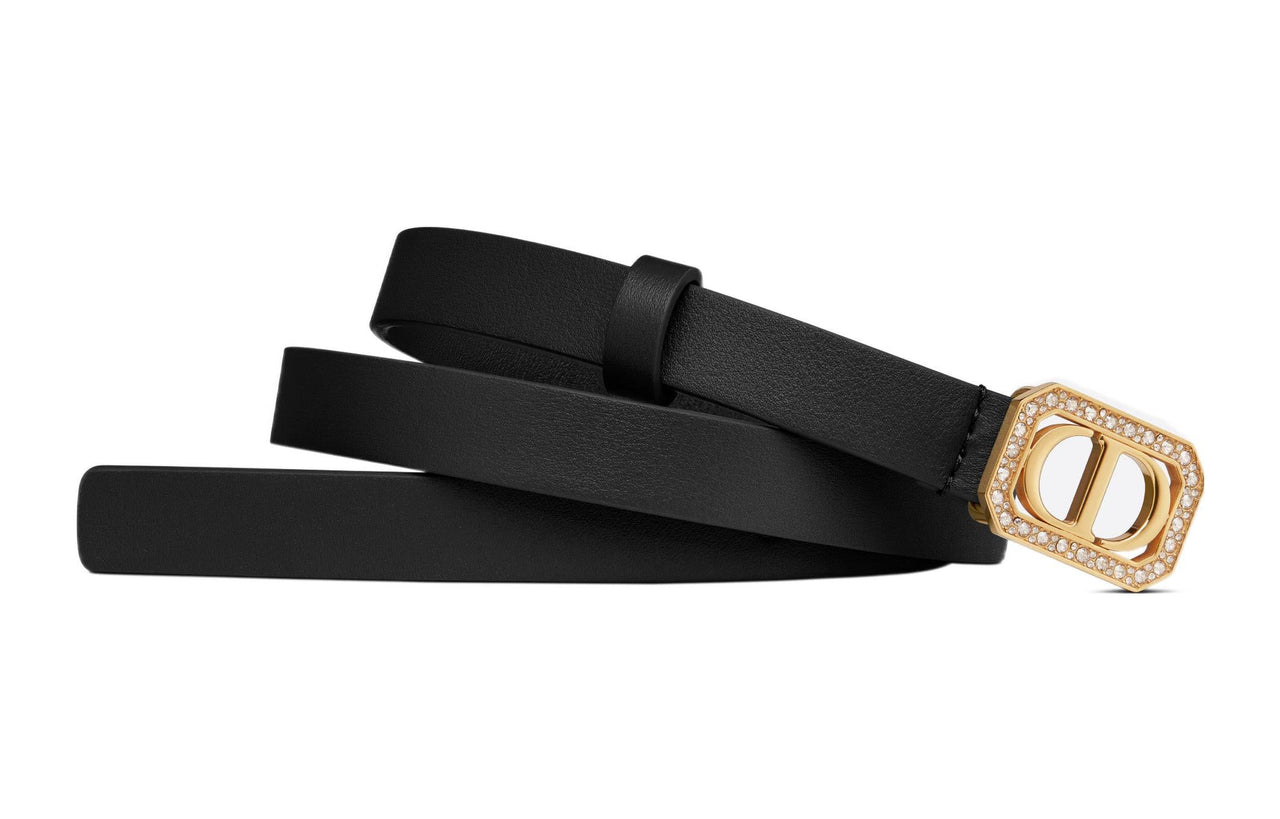 DIOR 30 Montaigne Leather Belts Women's Black