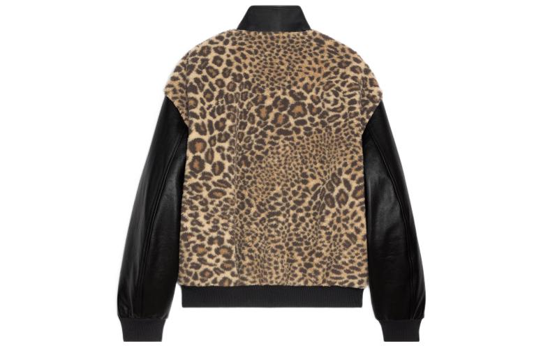 CELINE Crystal Embellished Leopard Print Bomber Jacket