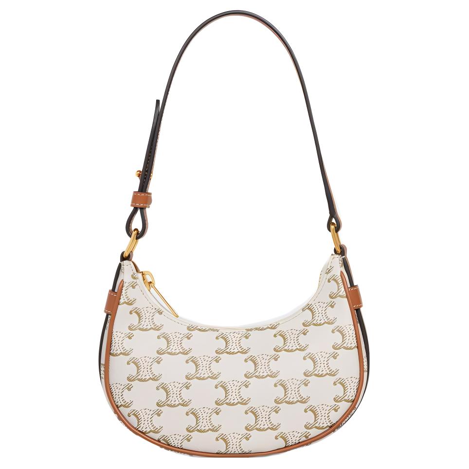 CELINE Cow Leather Underarm Handbag, Shoulder Bag Mini Women's White