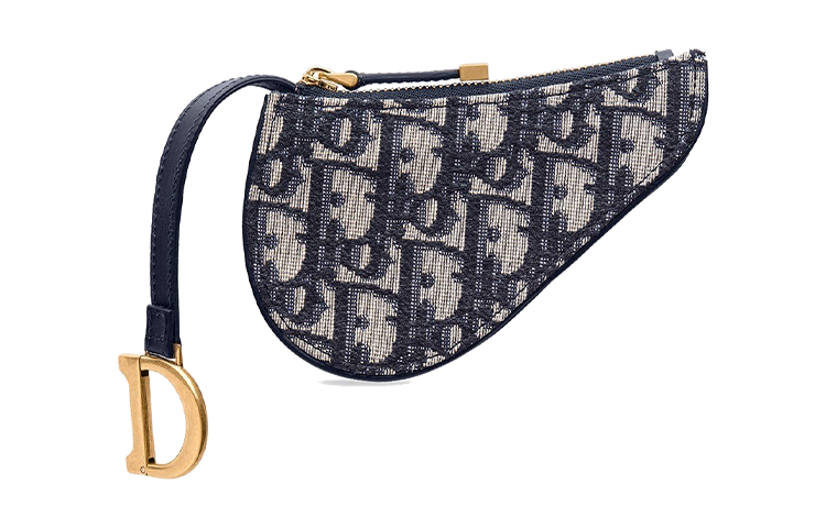 DIOR SaddleOBLIQUE Sheepskin Saddle Bag Wallet Women's Blue