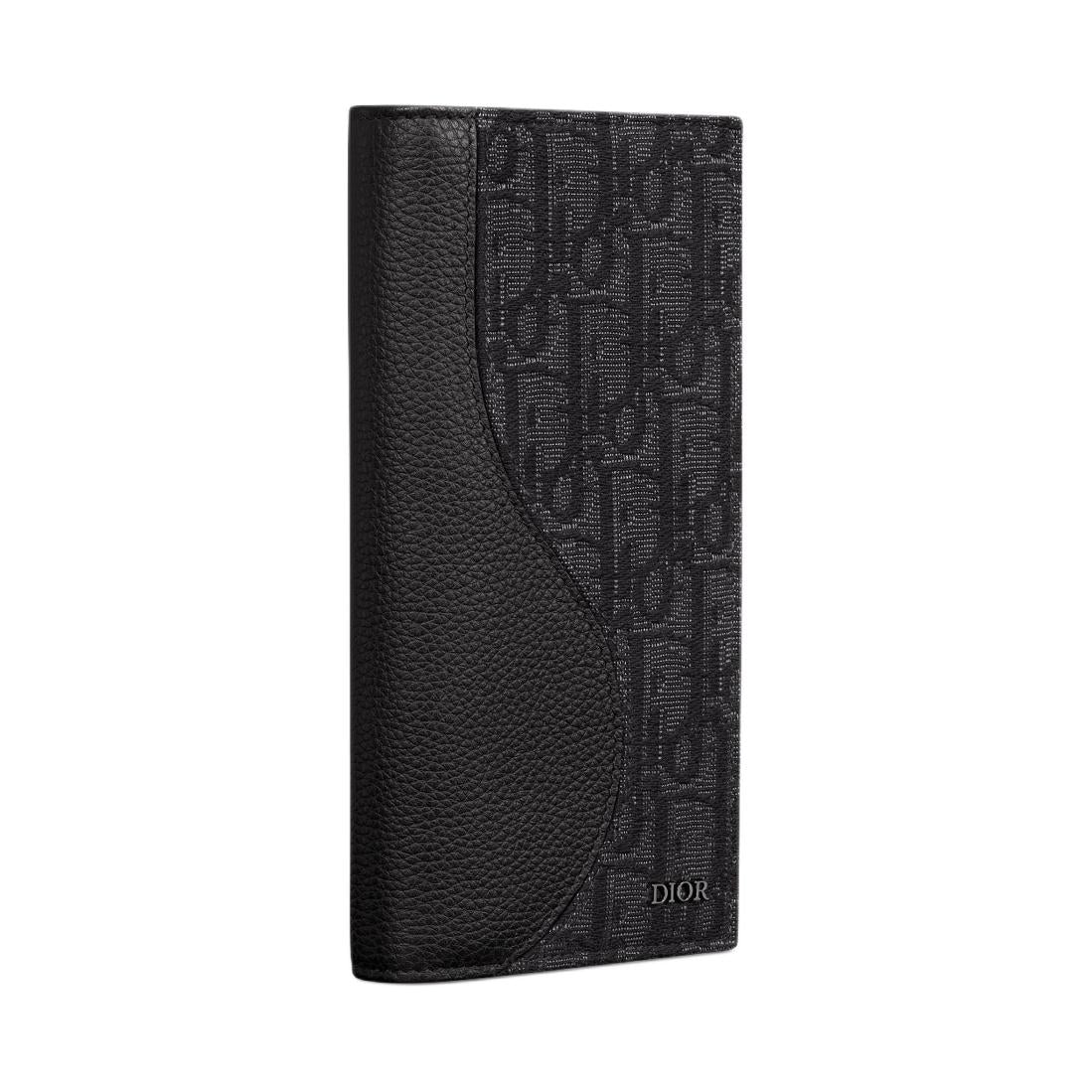 DIOR Cotton With Cow Leather Patchwork Wallet Unisex Black