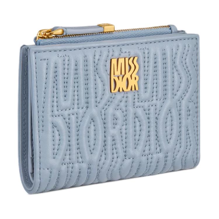 DIOR Lambskin Wallet Women's Sky Blue