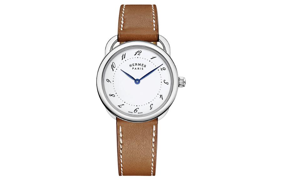 HERMES Arceau Collection Wrist Watch Quartz Movement Calfskin Strap White Dial Women's W042771WW00