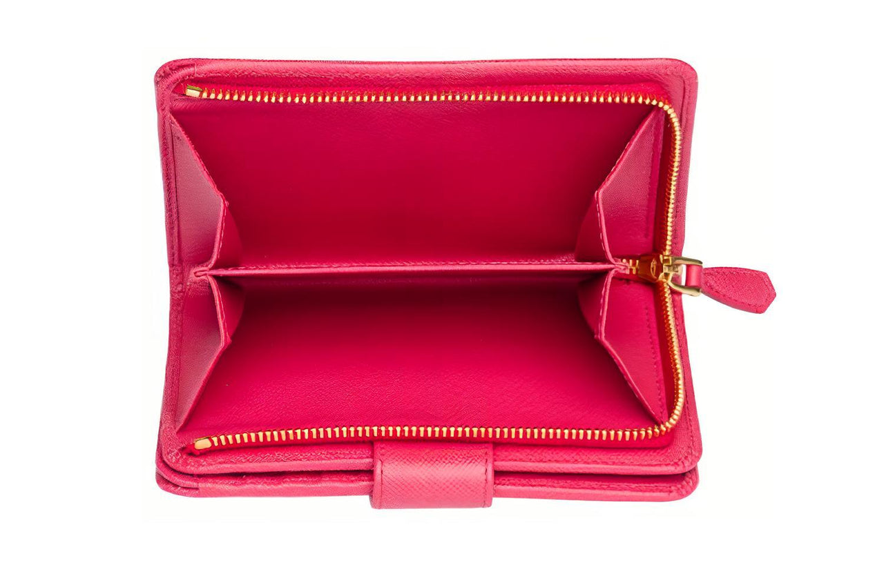 PRADA Cow Leather Wallet Women's Pink