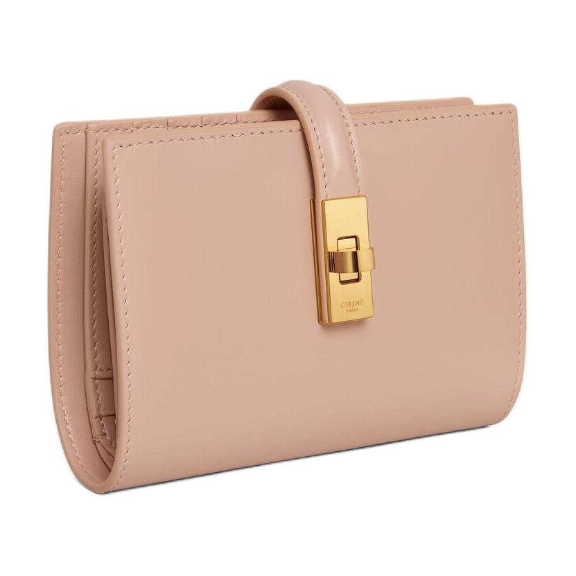 CELINE Calfskin Wallet Women's Soft Peach Powder