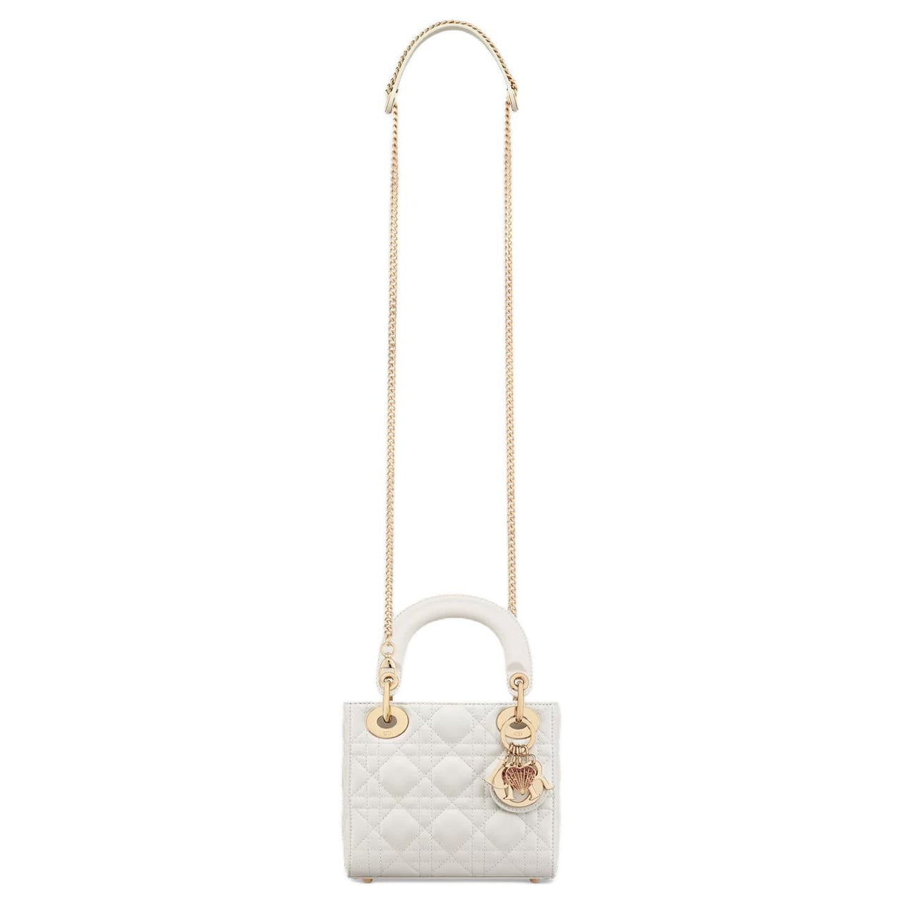 DIOR Lady Dior Sheepskin One Shoulder Handbag Mini Women's Milk White