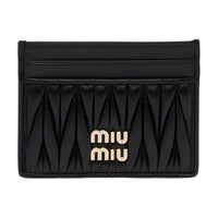 MIU MIU Matelassé Sheepskin Card Holder Women's Black