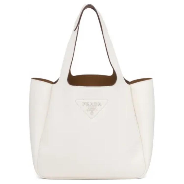 PRADA Dynamique Calfskin One Shoulder Handbags Women's White Stacked Candy