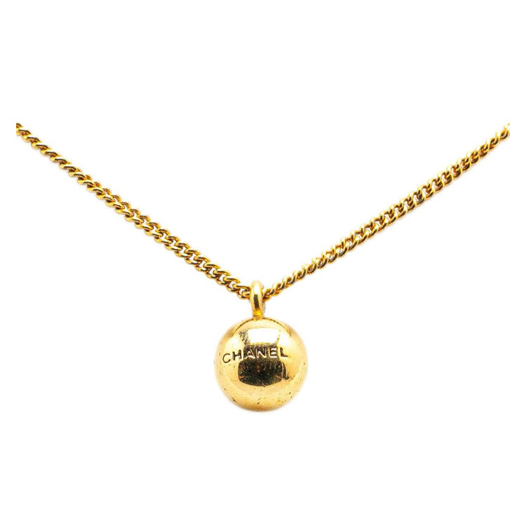 CHANEL 1998 Plated Sphere Charm Pendant Costume Necklace
