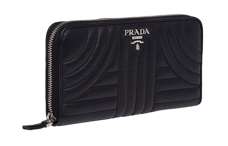 PRADA Cow Leather Wallet Women's Black