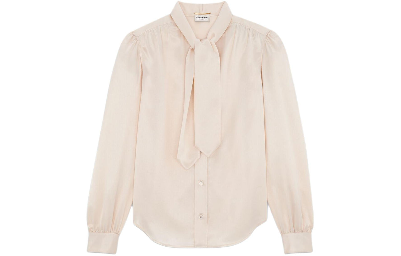 SAINT LAURENT Lavallière-Neck Long-Sleeved Blouse
