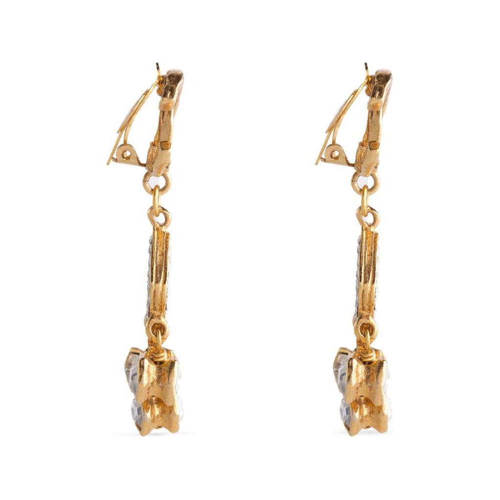 CHANEL 1980s Cc Clip on Dangle Earrings