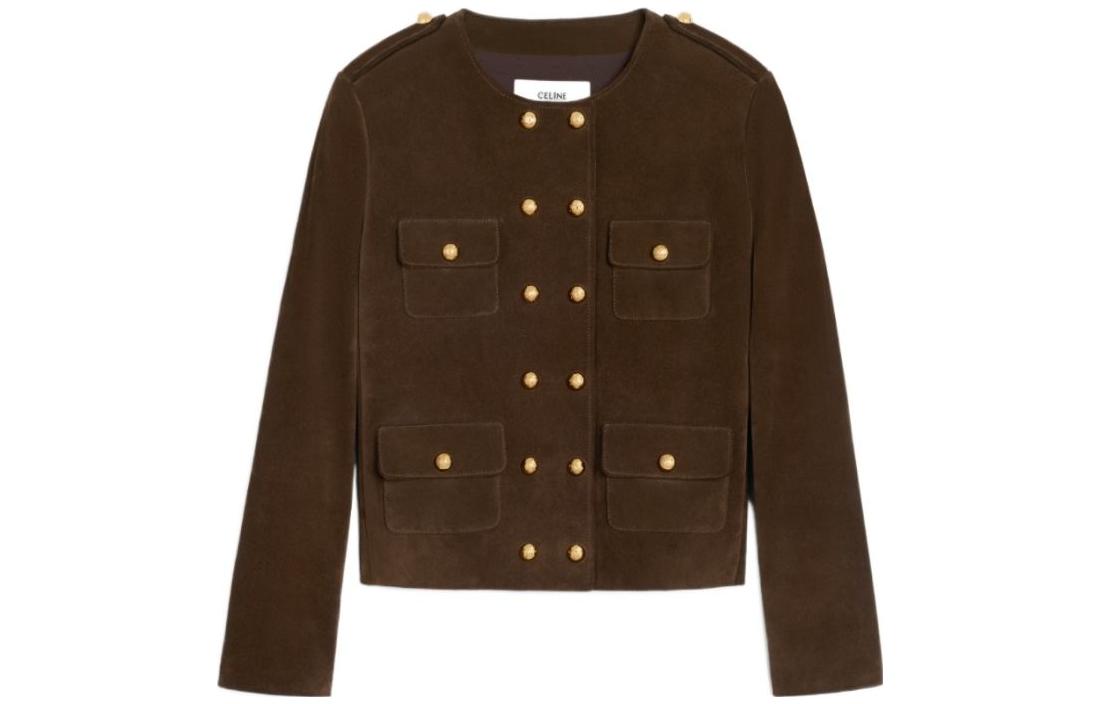 CELINE Leather Jackets Women's Umber