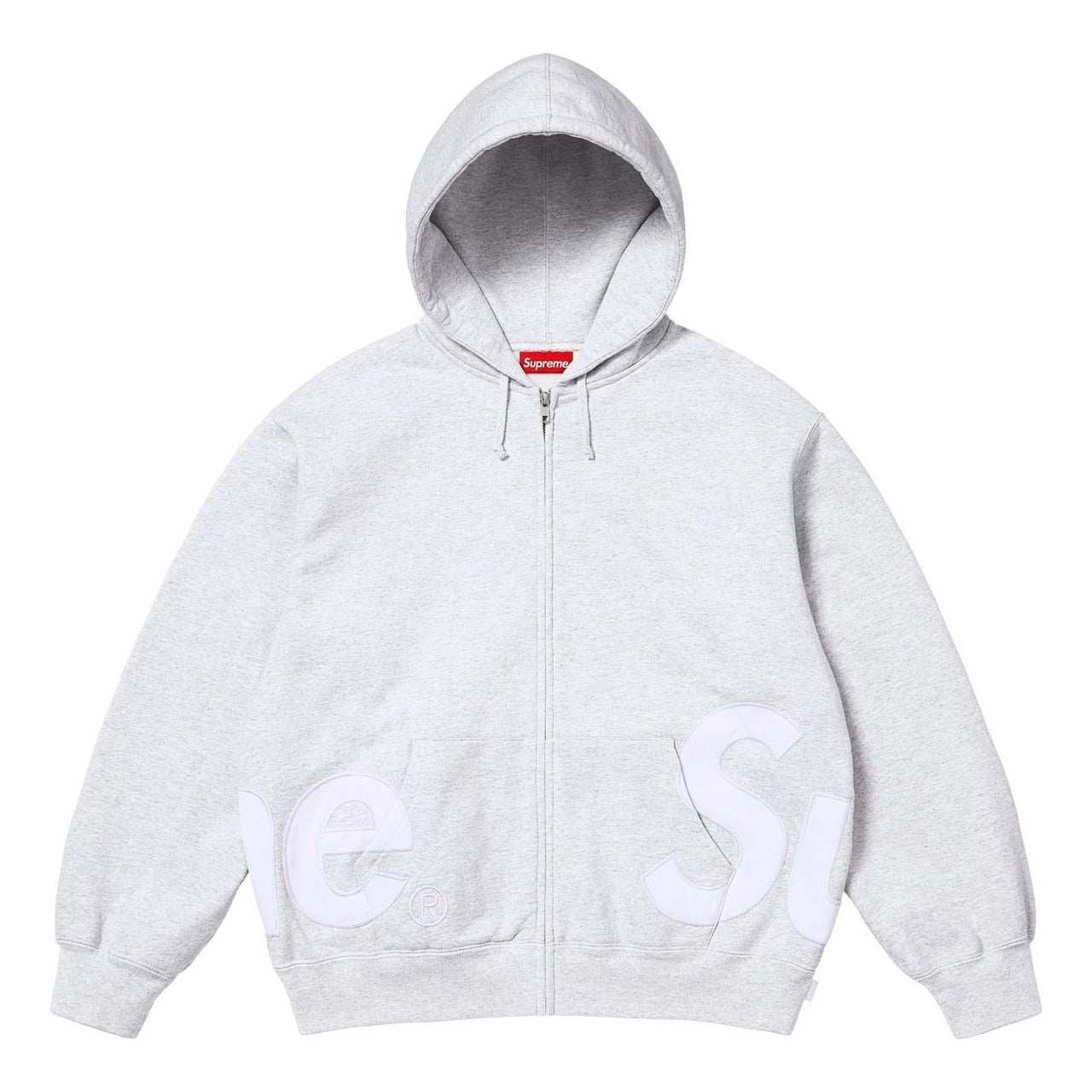 Supreme Big Logo Zip Up Hooded Sweatshirt 'Ash Grey' SS25SW46-ASH-GREY