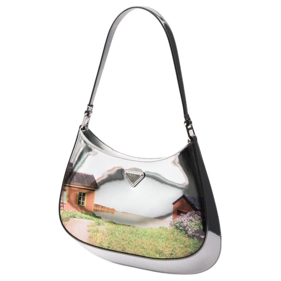 PRADA Cleo Calfskin Shoulder Bag Women's Silver