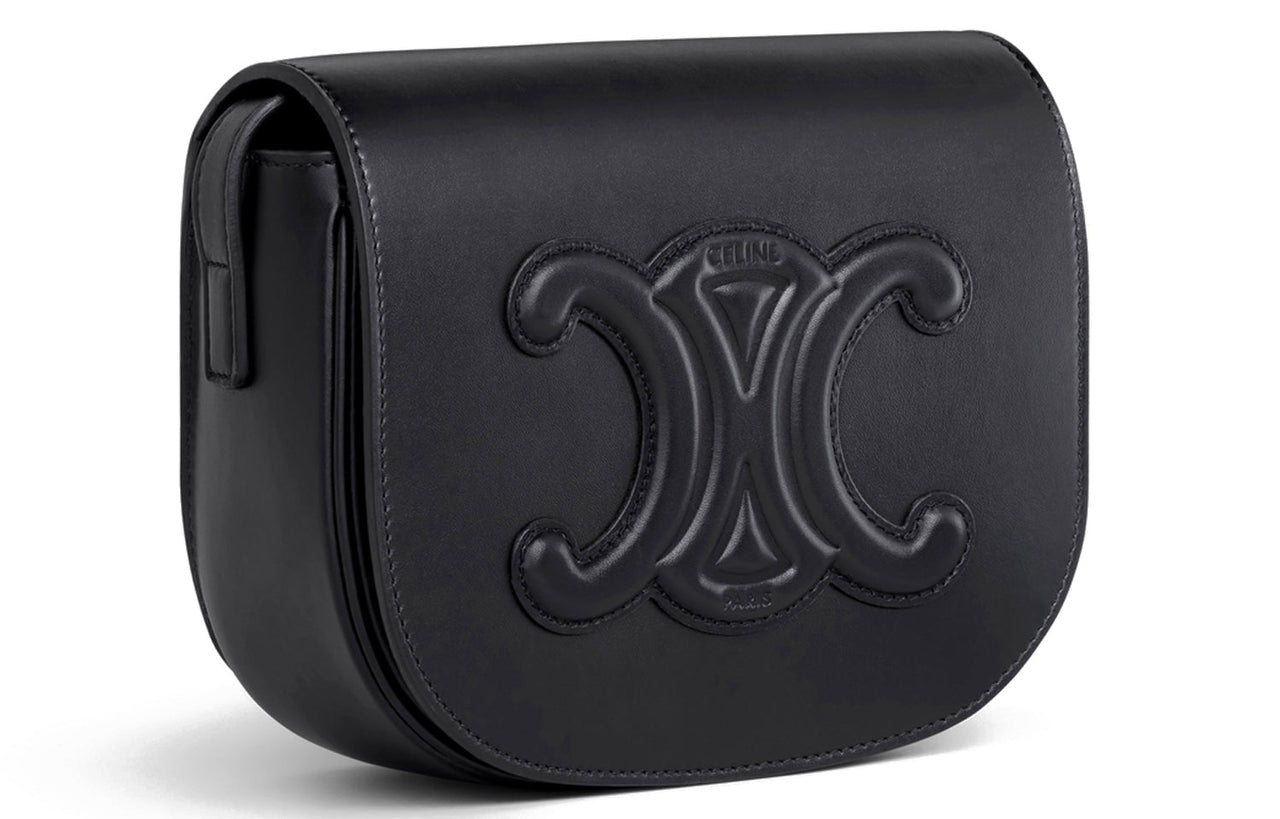 CELINE Cuir Triomphe Triumph Smooth Cow Leather Shoulder Bag, Crossbody Bag Regular Women's Black