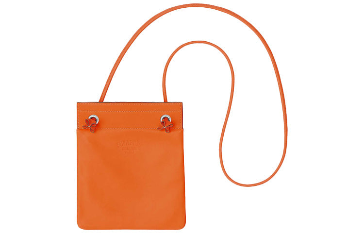HERMES Aline Milo Lambskin And Swift Calfskin Crossbody Bag Women's Flame Orange/Orange