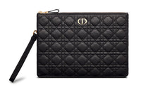 DIOR Soft Cow Leather Clutch Large Size Women's Black