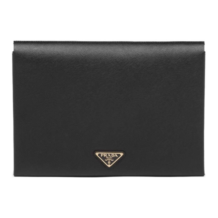 PRADA Calfskin Clutch Women's Black