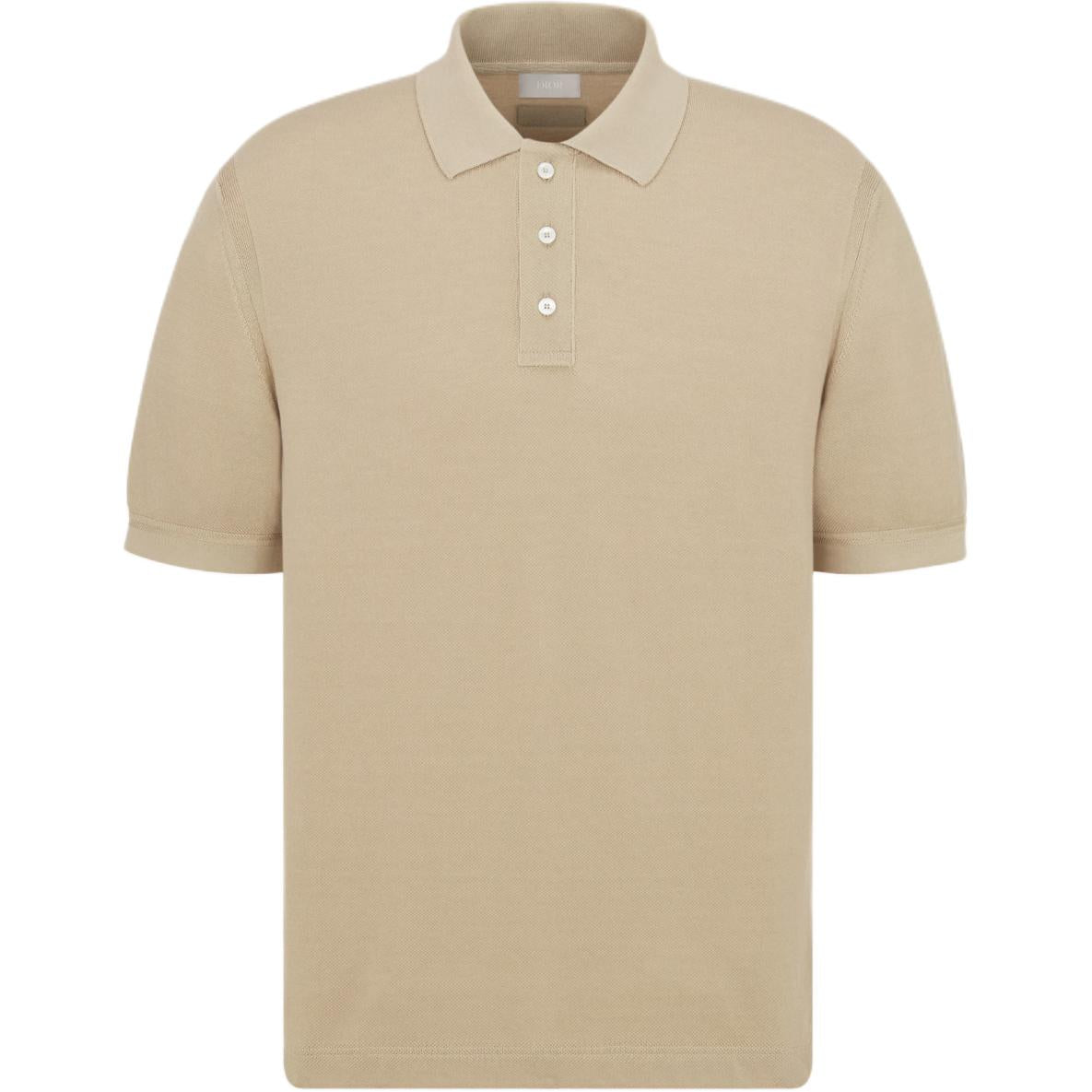 DIOR Beige Cotton And Silk Piqué Polo Shirt Men's Beige