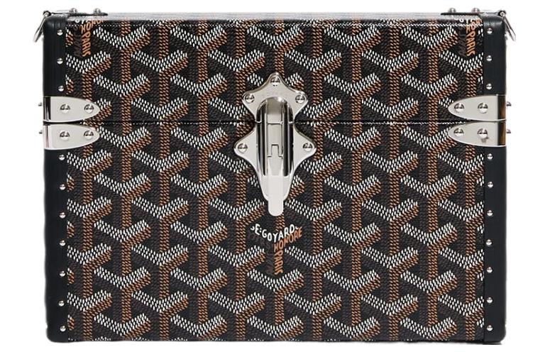 GOYARD Cassette Canvas With Leather Trim TRUNK Hard Case With Crossbody Bag Unisex Black