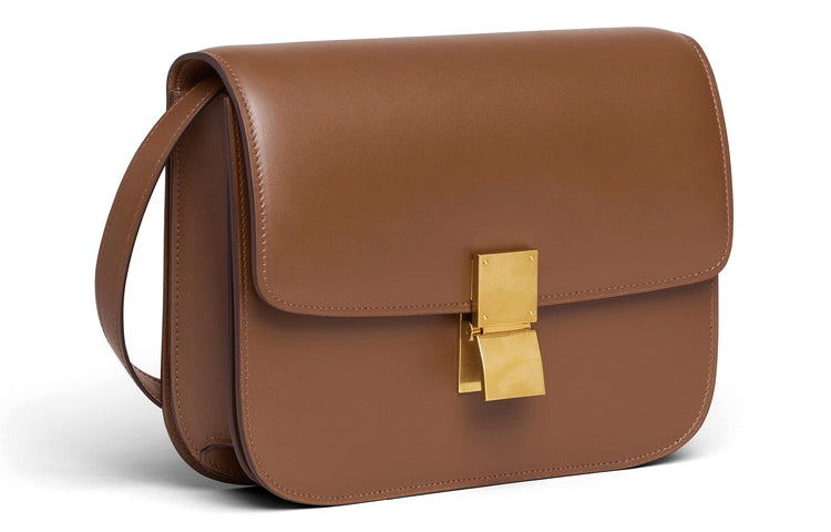 CELINE Classic Bo Polished Cow Leather Tofu Cube Bag, Crossbody Bag, Shoulder Bag Women's Candy/Caramel